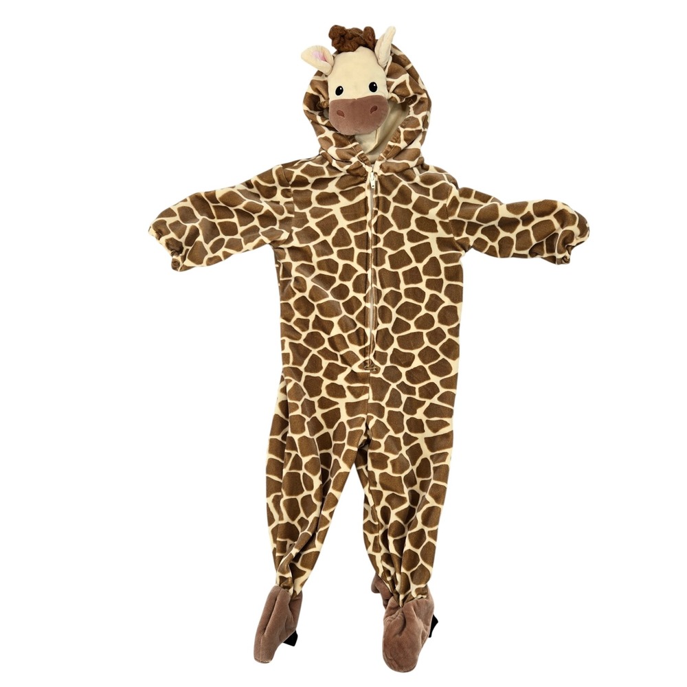 Miniwear 18M Giraffe Costume One Piece Hooded Footed Baby Brown Tan Safari